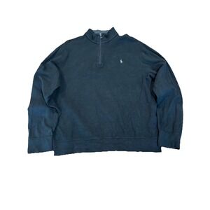 Polo Ralph Lauren Polo Quarter Zip Pullover Sweater Black Sz Lg Grey Pony Preppy